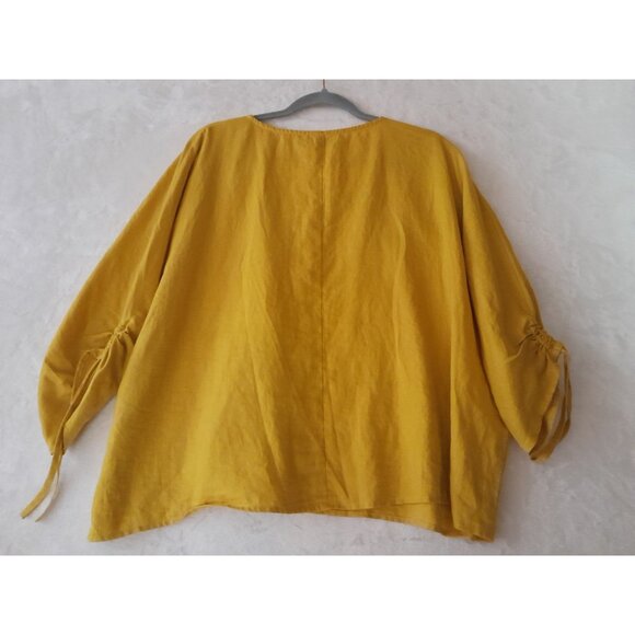 For Cynthia Womens Linen Asymmetrical Oversized Vacation Casual Coastal Top XL - Picture 4 of 8